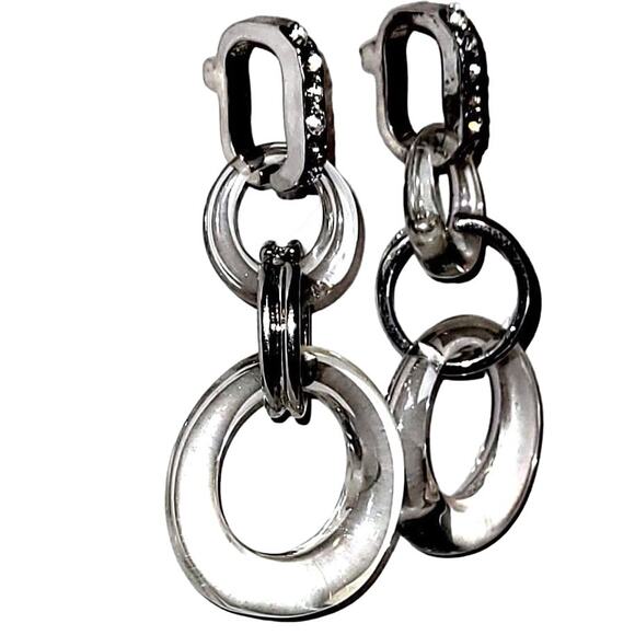 Clearly Clear Double Hoops Earrings - Picture 4 of 11